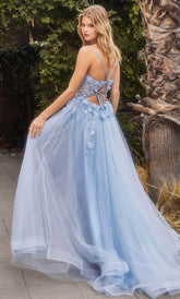 Scoop Floral Appliqued Prom Gown